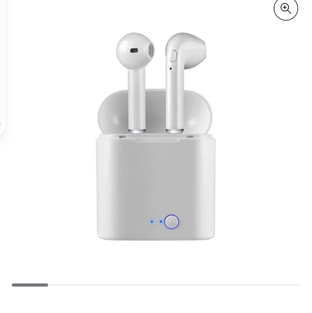 i7S TWS EARBUDS IN WHITE WITH CHARGER CORD